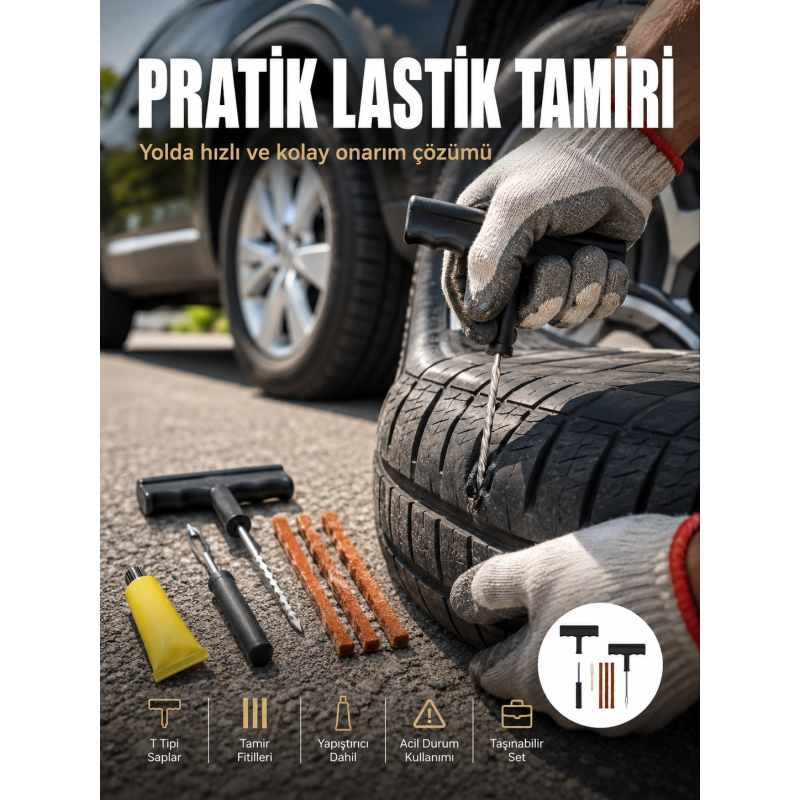 Otomobil Motosiklet Bisiklet İçin Güvenli Lastik Tamir Kiti Otomobil Motosiklet Bisiklet İçin Güvenli Lastik Tamir Kiti