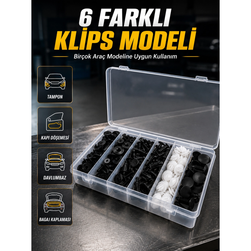 Otomotiv Plastik Klips Seti | Kaporta, Çamurluk, Davlumbaz Ve İç Trim Klipsleri Otomotiv Plastik Klips Seti | Kaporta, Çamurluk, Davlumbaz Ve İç Trim Klipsleri