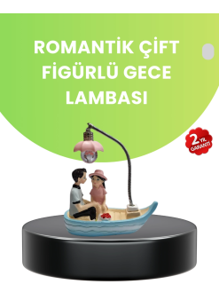 Oturan Çift Figürlü Led Masa Lambası Romantik Hediye