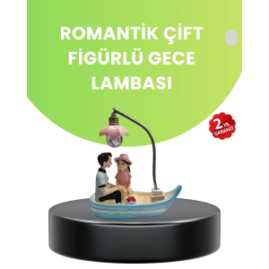 Oturan Çift Figürlü Led Masa Lambası Romantik Hediye