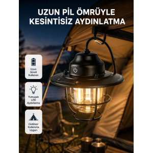 Outdoor Retro Kamp Işığı Uzun Ömürlü Pil Taşınabilir Suya Dayanıklı