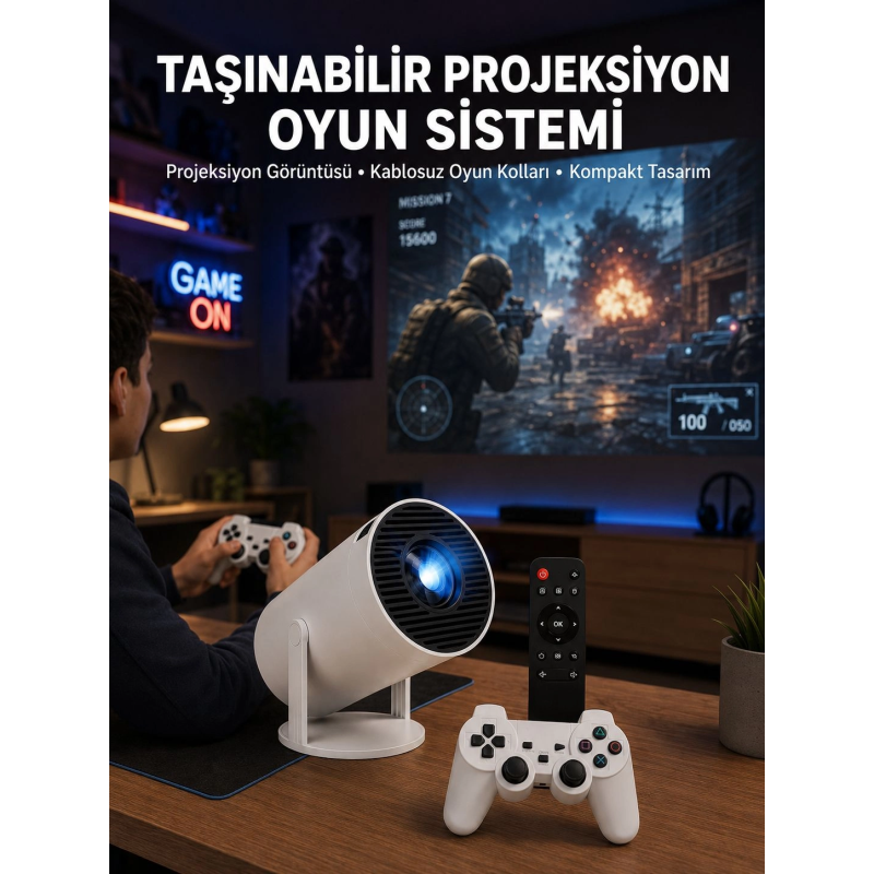 Oyun Konsolu Uyumlu Kablosuz Projeksiyon Cihazı Ev Sinema Deneyimi Yeni Nesil Oyun Konsolu Uyumlu Kablosuz Projeksiyon Cihazı Ev Sinema Deneyimi Yeni Nesil