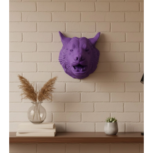 Özel Seri Mor Kurt Duvar Süsü Hediyelik Dekoratif Asılabilir Heykel