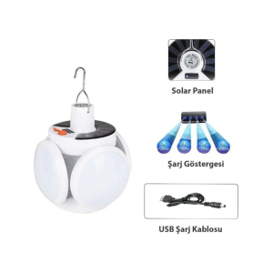 P-038 Solar Güneş Enerji Ve Usb Sarjli 5 Kanatlı