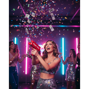 Para Dolar Saçma Para Atma Tabancası Otomatik Kırmızı Oyuncak