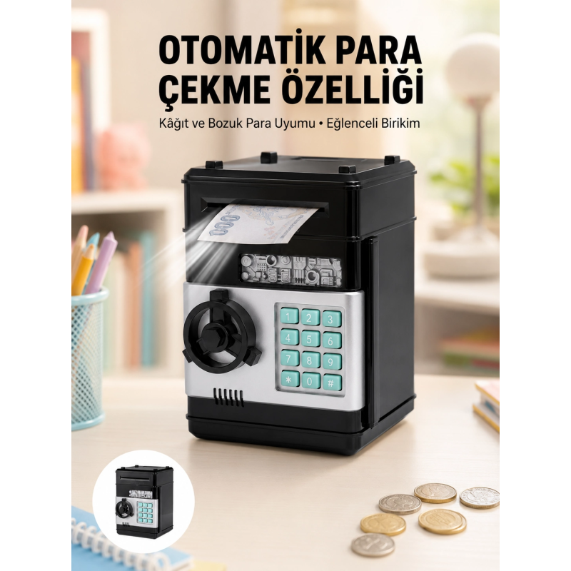 Para Kasası Görünümlü Elektronik Şifreli Kumbara Para Kasası Görünümlü Elektronik Şifreli Kumbara