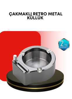 Paslanmaz Çakmaklı Küllük Modern Masa Üstü Aksesuar