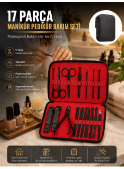 Paslanmaz Çelik 17 Parça Manikür Pedikür Seti Ve Taşınabilir Şık Çanta