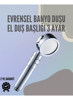Paslanmaz Çelik Çok Fonksiyonlu El Duş Başlığı – 3 Modlu Püskürtme Seçeneği