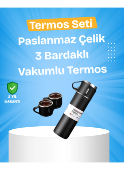 Paslanmaz Çelik Termos Seti | 500 Ml Kapasite, 6-12 Saat Isı Koruma, Hediye Kutulu
