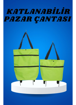 Pazar Arabası Ve Alışveriş Çantası Çift Yönlü Kolay Tekerlekli Taşınabilir
