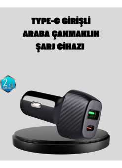 Pd Destekli 38w Araç Şarj Başlığı Type-c + Usb Çift Çıkış Hızlı Şarj