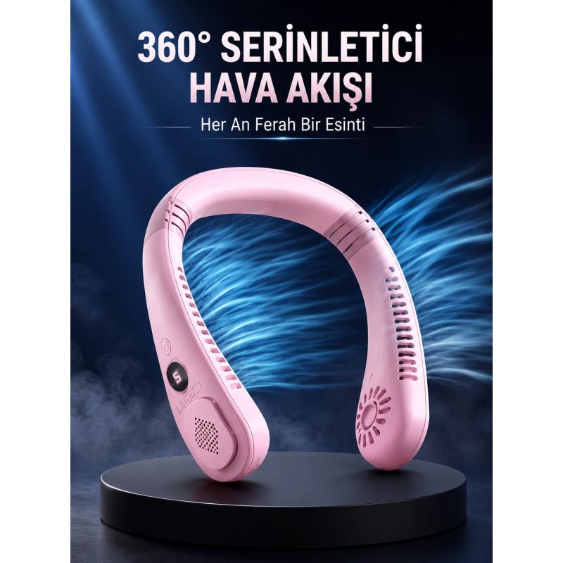 Pembe Boyun Fanı Kablosuz Taşınabilir Sessiz Çalışan Kişisel Serinletici Fan Pembe Boyun Fanı Kablosuz Taşınabilir Sessiz Çalışan Kişisel Serinletici Fan