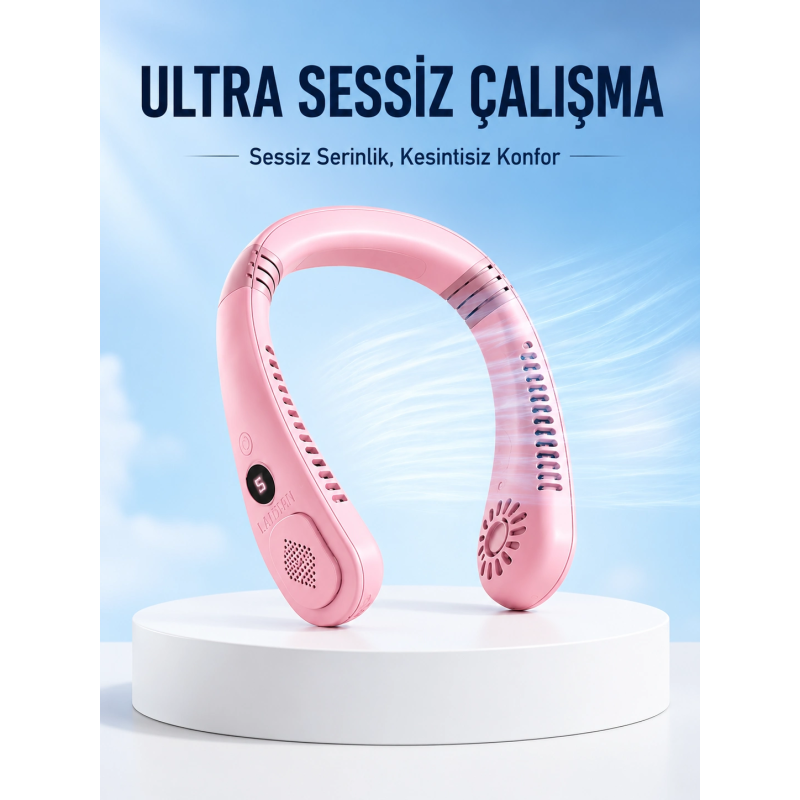 Pembe Şarjlı Boyun Fanı 5 Kademeli Hız Ayarlı Taşınabilir Boyun Tipi Fan Pembe Şarjlı Boyun Fanı 5 Kademeli Hız Ayarlı Taşınabilir Boyun Tipi Fan