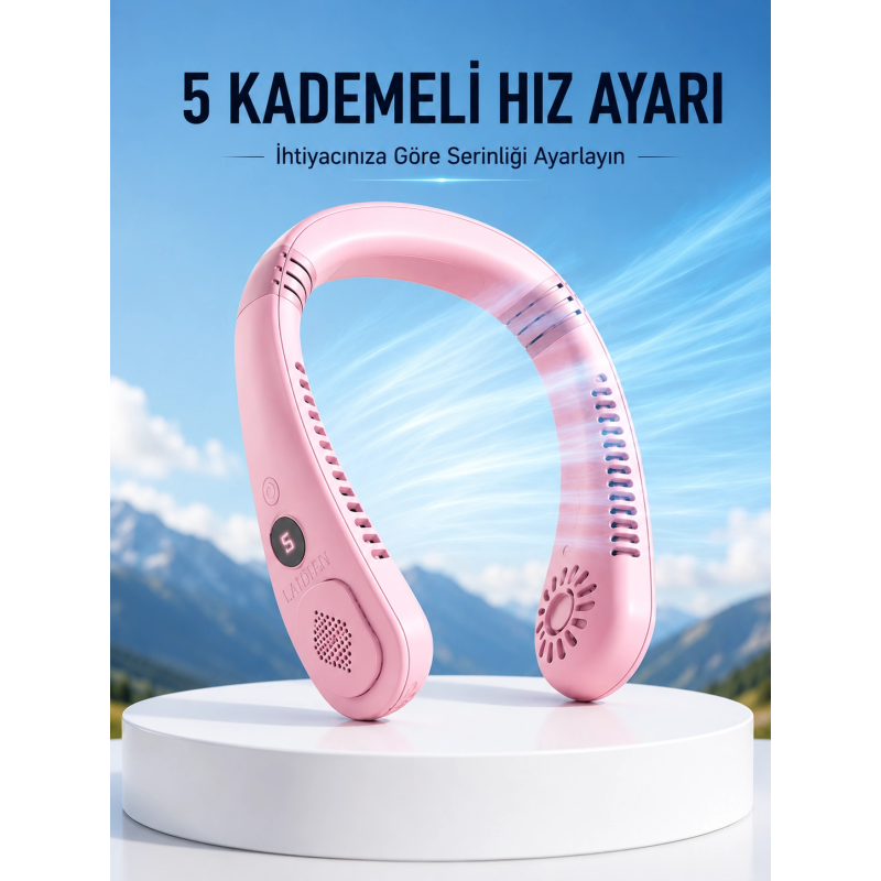 Pembe Taşınabilir Boyun Fanı Ergonomik Tasarım Çok Kademeli Hava Akışı Pembe Taşınabilir Boyun Fanı Ergonomik Tasarım Çok Kademeli Hava Akışı