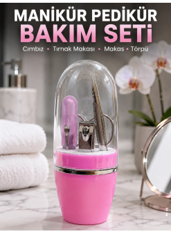 Pembe Tırnak Bakım Seti Cımbız Makas Tırnak Makası Ve Törpü İçeren Kit