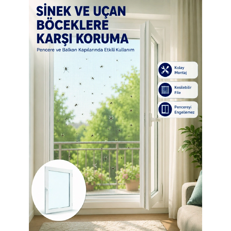 Pencere Ve Balkon İçin Tek Kanatlı Kolay Takılan Sineklik Pencere Ve Balkon İçin Tek Kanatlı Kolay Takılan Sineklik