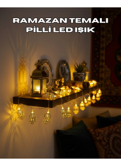 Pilli Altın Fenerli Ramazan Işıkları Dekoratif Led Zincir