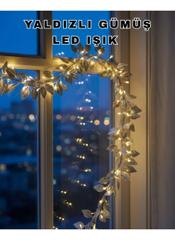 Pilli Gümüş Yaprak Led Işık Ev İçi Ve Yılbaşı Dekor Aydınlatması