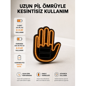 Pilli Led Işık Araç Camı İçin Uzaktan Kumandalı El Simgesi