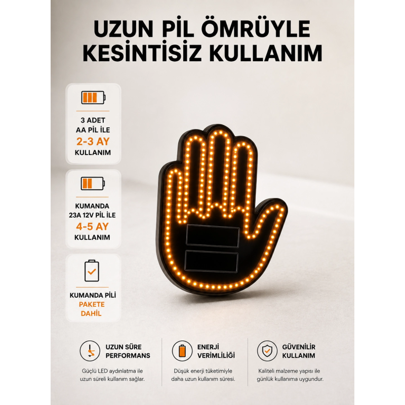 Pilli Led Işık Araç Camı İçin Uzaktan Kumandalı El Simgesi Pilli Led Işık Araç Camı İçin Uzaktan Kumandalı El Simgesi
