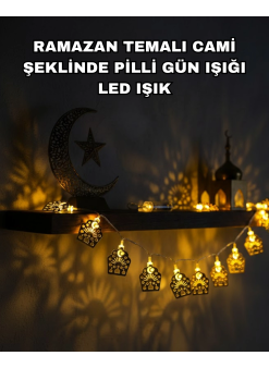 Pilli Ramazan Ve Bayram Led Işık Zinciri Cami Temalı Dekoratif