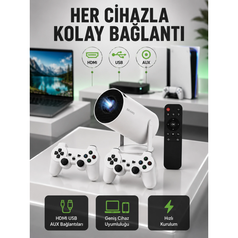 Portatif 4k Projeksiyon – 4.000 Uygulama, Kablosuz Yansıtma Ve Bluetooth 5.0 Yeni Nesil Portatif 4k Projeksiyon – 4.000 Uygulama, Kablosuz Yansıtma Ve Bluetooth 5.0 Yeni Nesil