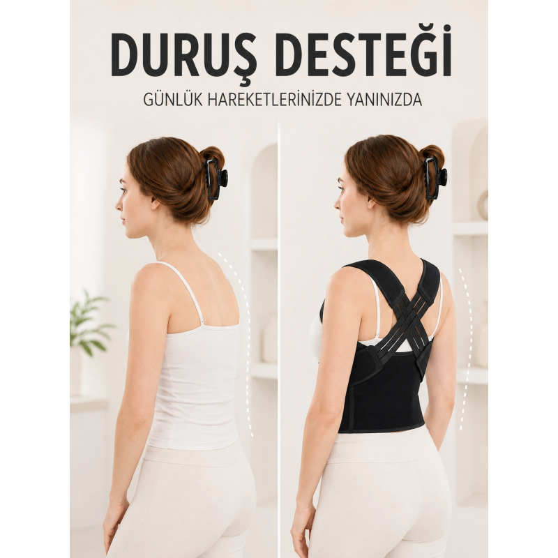 Postür Dik Duruş Korsesi Sırt Destekli Ayarlanabilir Lastikli Bel Korsesi Postür Dik Duruş Korsesi Sırt Destekli Ayarlanabilir Lastikli Bel Korsesi