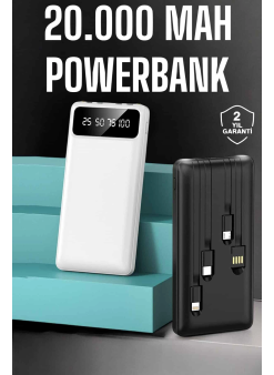 Powerbank 20.000 Mah Dijital Göstergeli Lcd Ekran Uzun Pil Ömrü