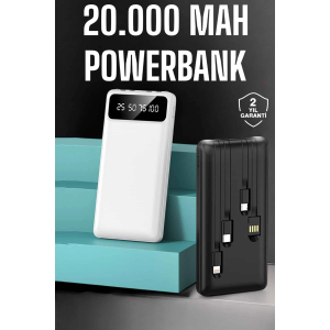 Powerbank 20.000 Mah Dijital Göstergeli Lcd Ekran Uzun Pil Ömrü