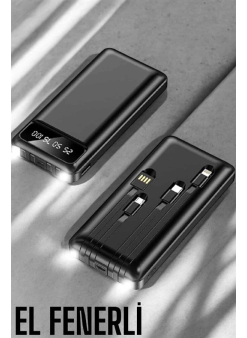 Powerbank 20.000 Mah Dijital Göstergeli Lcd Ekran Uzun Pil Ömrü