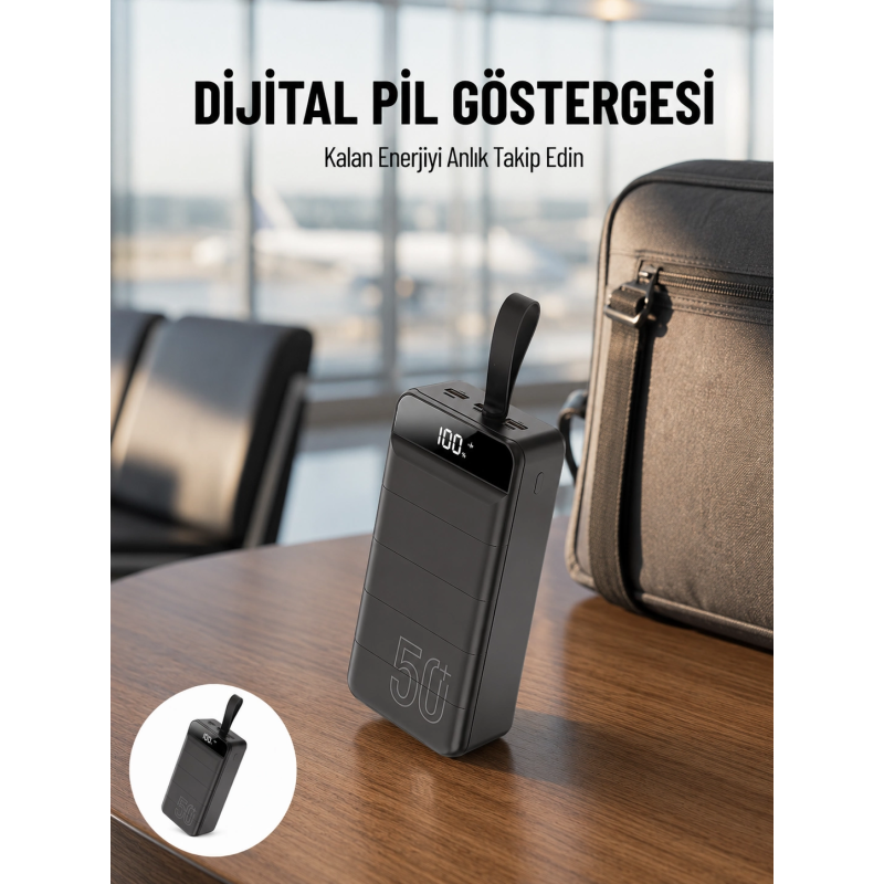 Powerbank 50.000 Mah Dijital Göstergeli Taşınabilir 4 Portlu Hızlı Powerbank Yeni Nesil Powerbank 50.000 Mah Dijital Göstergeli Taşınabilir 4 Portlu Hızlı Powerbank Yeni Nesil