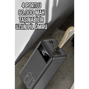Powerbank 60.000 Mah Dijital Göstergeli 4 Portlu Taşınabilir