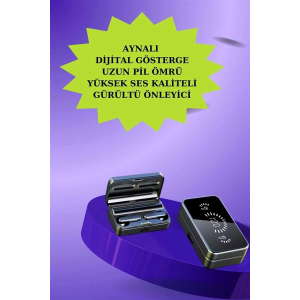 Powerbank Aynalı Bluetooth Kulaklık Ve Akıllı Saat Seti Anc Özelliği Dokunamatik
