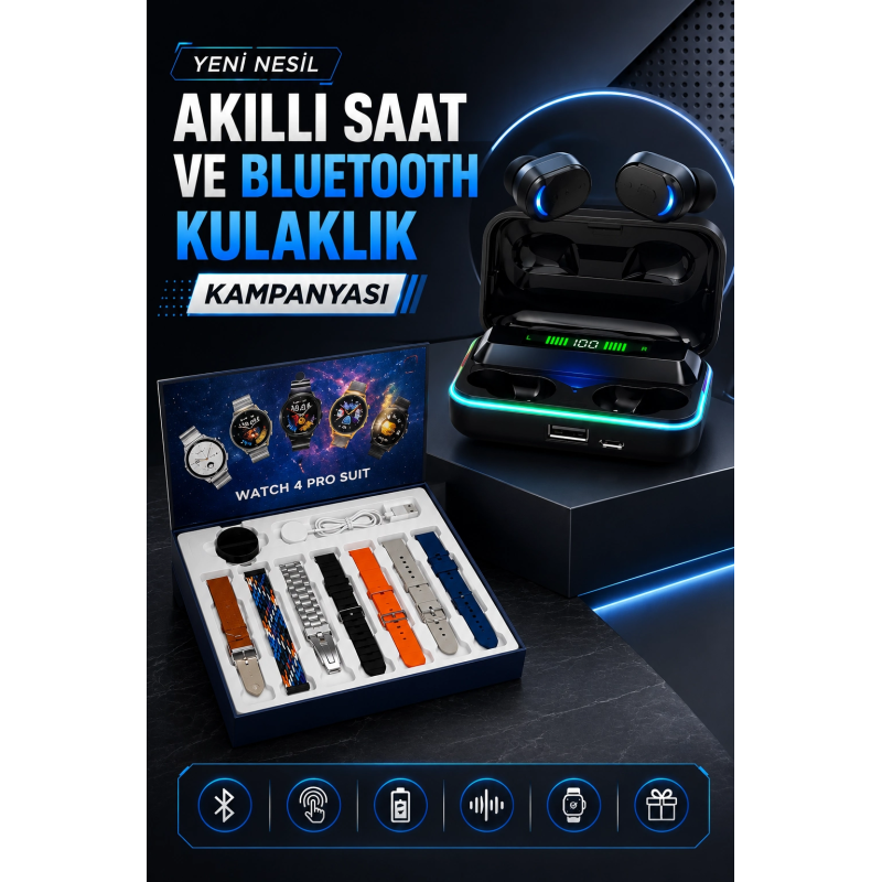 Powerbank Bluetooth Kulaklık Ve Akıllı Saat 7 Kordonlu Metal Kordon Plastik Kordon Powerbank Bluetooth Kulaklık Ve Akıllı Saat 7 Kordonlu Metal Kordon Plastik Kordon