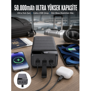 Powerbank Çoklu Şarj Girişi 50.000 Mah Taşınabilir Dijital Göstergeli (kopya)
