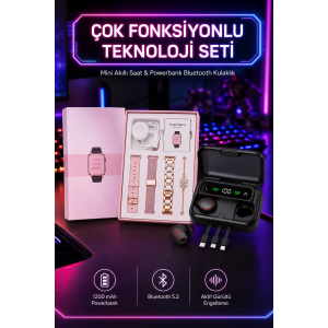 Powerbank Özellikli Bluetooth Kulaklık Ve Nabız Ölçer Akıllı Saat Bileklik Hediyeli