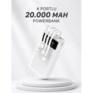 Powerbank Şarj Cihazı 4 Çıkışlı 20.000 Mah Powerbank Kompakt Yüksek Kapasiteli Hızlı Şarj
