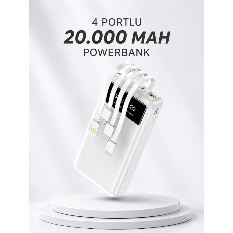 Powerbank Şarj Cihazı 4 Çıkışlı 20.000 Mah Powerbank Kompakt Yüksek Kapasiteli Hızlı Şarj Powerbank Şarj Cihazı 4 Çıkışlı 20.000 Mah Powerbank Kompakt Yüksek Kapasiteli Hızlı Şarj
