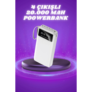 Powerbank Şarj Cihazı 4 Çıkışlı 20.000 Mah Powerbank Taşınabilir Çoklu Giriş