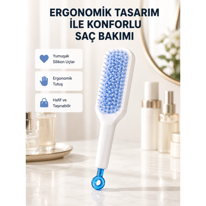 Pratik Mekanizmalı Saç Tarağı – Kendi Kendini Temizler, Taşınabilir Pratik Mekanizmalı Saç Tarağı – Kendi Kendini Temizler, Taşınabilir