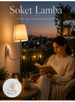 Priz Lambası Esnek Kollu Yatak Başı Aydınlatma