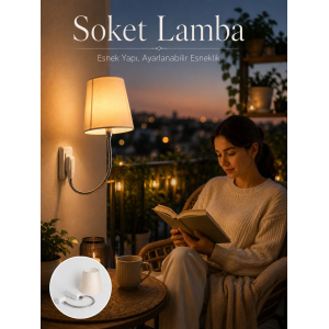 Priz Lambası Esnek Kollu Yatak Başı Aydınlatma