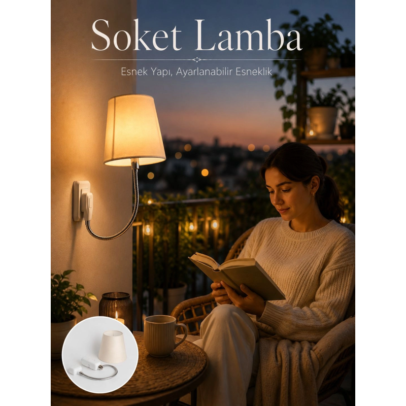 Priz Lambası Esnek Kollu Yatak Başı Aydınlatma Priz Lambası Esnek Kollu Yatak Başı Aydınlatma
