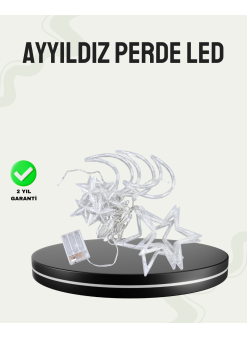 Prizli Yıldız Ay Perde Led Işık Ev Ve Organizasyon Dekoru