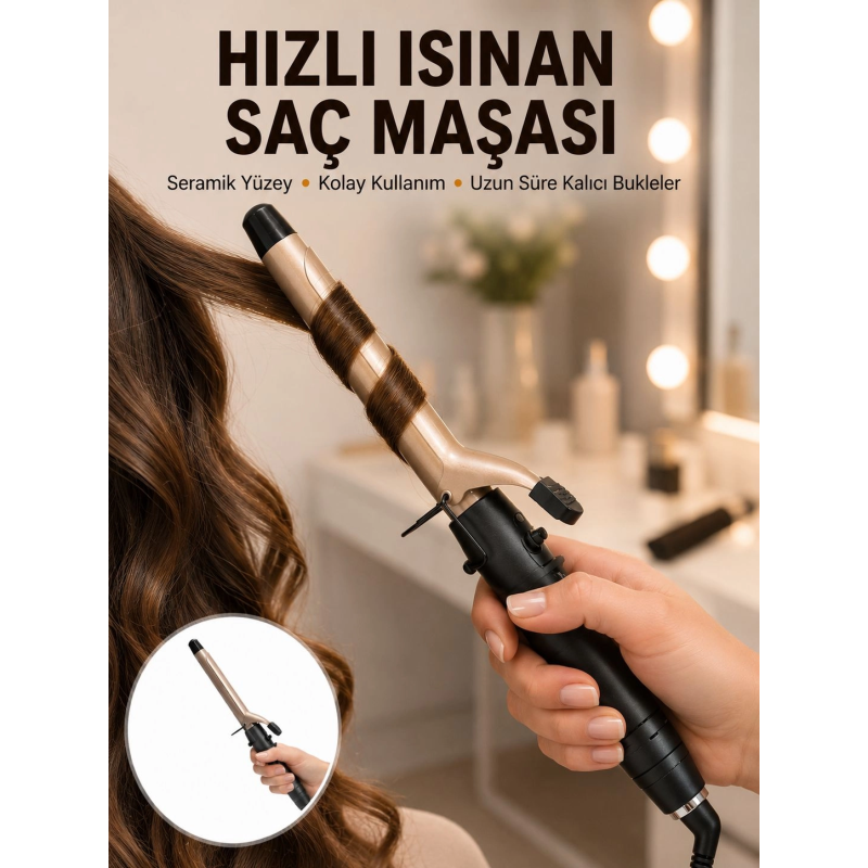 Profesyonel 25 Mm Saç Maşası Kalın Bukle Etkili Yeni Nesil Profesyonel 25 Mm Saç Maşası Kalın Bukle Etkili Yeni Nesil