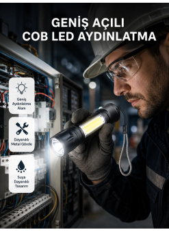 Profesyonel 4 Modlu Şarjlı El Feneri | 1300 Mah Batarya | Cree Led Teknolojisi