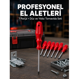 Profesyonel 7 Parça Tornavida Seti Ergonomik Saplı El Aleti