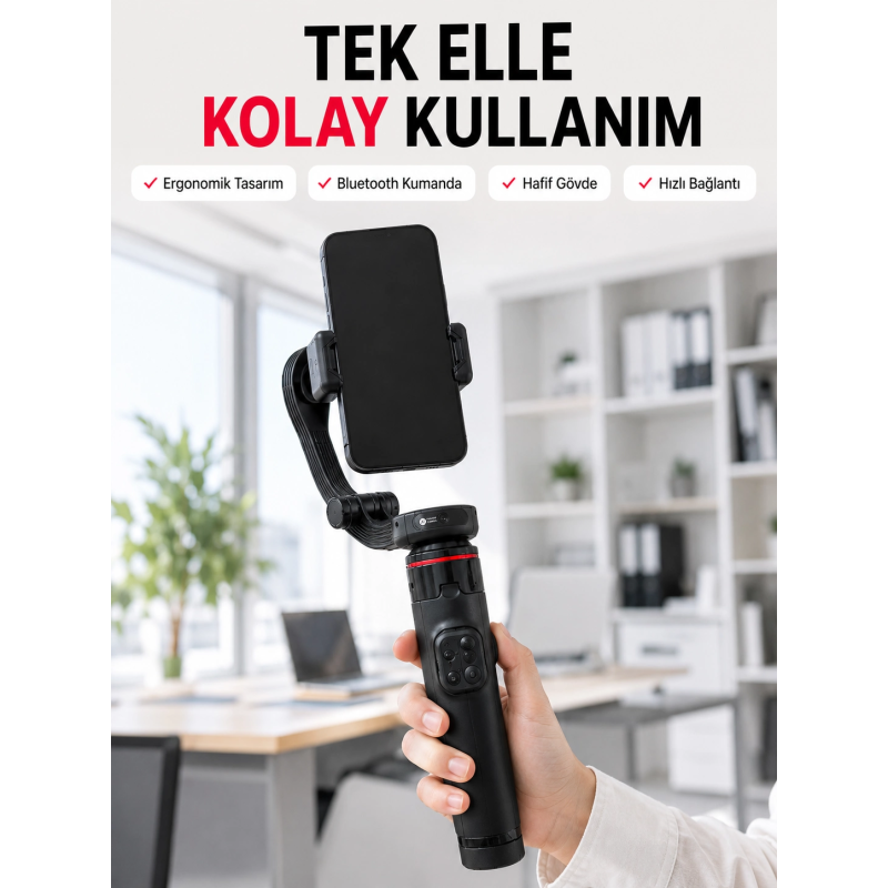 Profesyonel Aı Gimbal Selfie Stick Yüz Takipli Telefon Sabitleyici Bluetooth Kumandalı Katlanabilir Tripod Profesyonel Aı Gimbal Selfie Stick Yüz Takipli Telefon Sabitleyici Bluetooth Kumandalı Katlanabilir Tripod