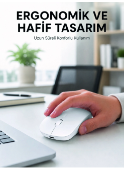 Profesyonel Kablosuz Bluetooth Mouse Çift Modlu Şarjlı Ergonomik Fare